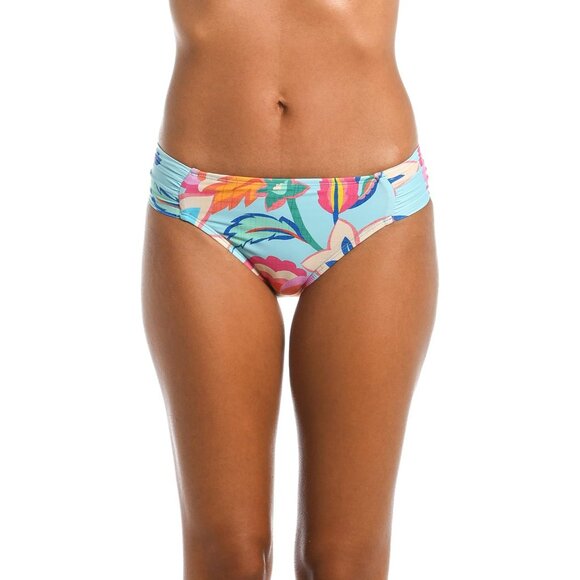 La Blanca Island Goddess Side Shirred Hipster Bottom in Floral Print 14 - Picture 3 of 9